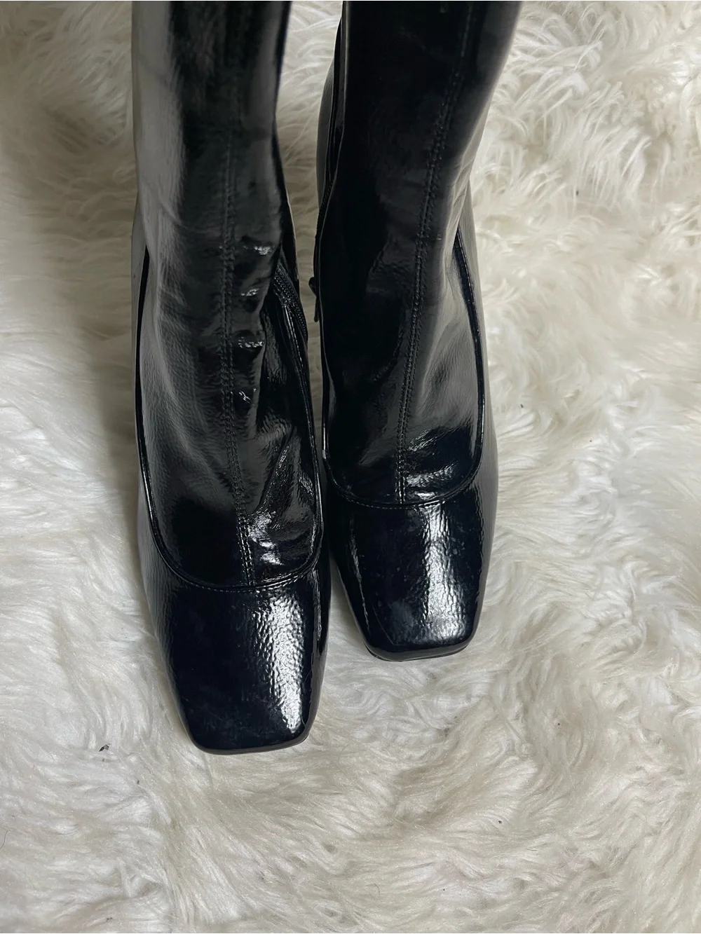 I.N.C Synthetic Black Patent Over-the-Knee heel Boots Square toe SZ10M
